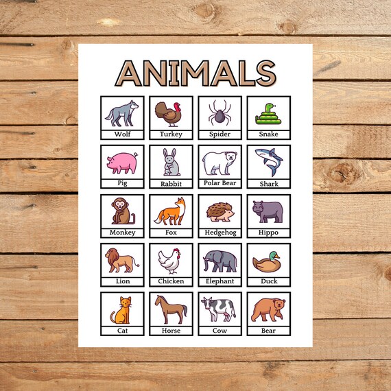 Printable Animals Pecs Chart print. Laminate and Cut | Etsy