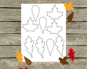 Fall Leaves Digital Download pdf; 3 styles of leaves; black and white