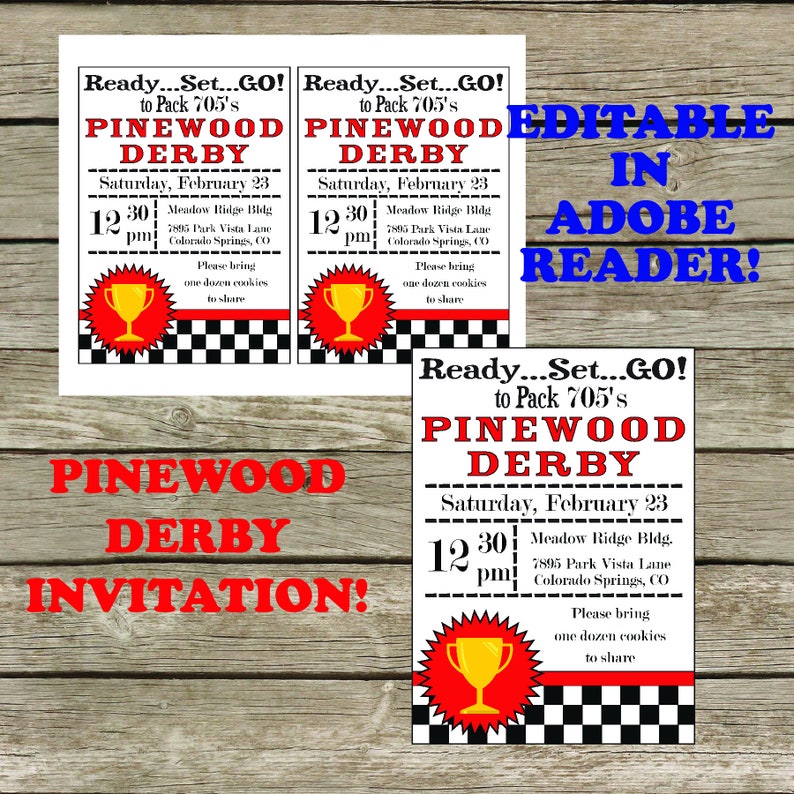 Pinewood Derby Invitation Digital Download Editable 5x7 Etsy