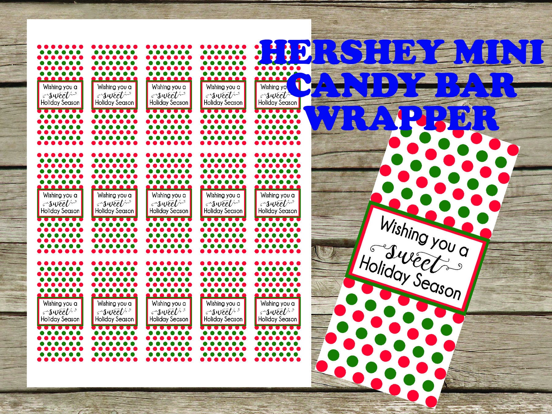 Mini Hershey Candy Bar Holiday Wrapper Wishing You a Sweet - Etsy