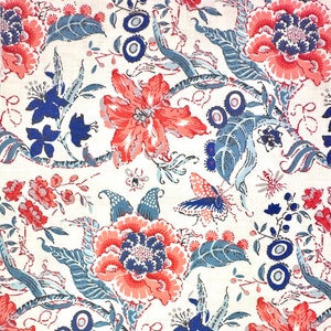 Carnation, Floral Printed Linen Fabric by the Yard