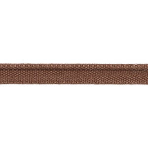 May include: A close-up of brown woven trim with a subtle sheen. The trim is approximately 1/2 inch wide.
