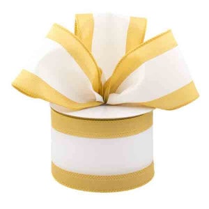 2.5" Gold and White Stripe Ribbon RN5272M3