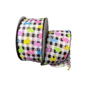 2.5&quot; Buffalo Plaid Easter Bunny Ribbon - 10 yards 31105-40-21 - Wired
