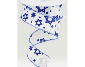 1.5”x10yds Star of David Ribbon