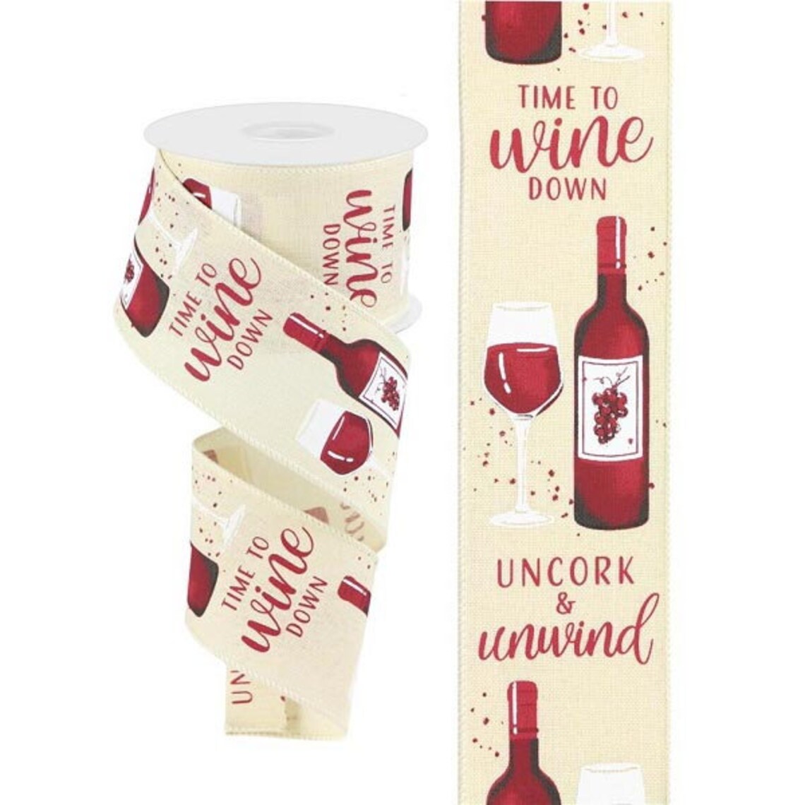 2.5 Wine Ribbon RGC134438 Wired 10yds Canvas Etsy