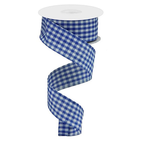 Blue and White Gingham Ribbon
