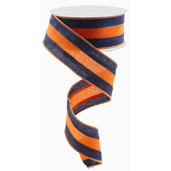 1.5”x10yds Navy Orange Stripe Ribbon RN5271CF