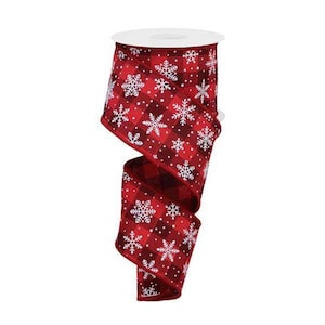 2.5&quot; Red Snowflake Ribbon - 10 yards RGE1305MX - Wired