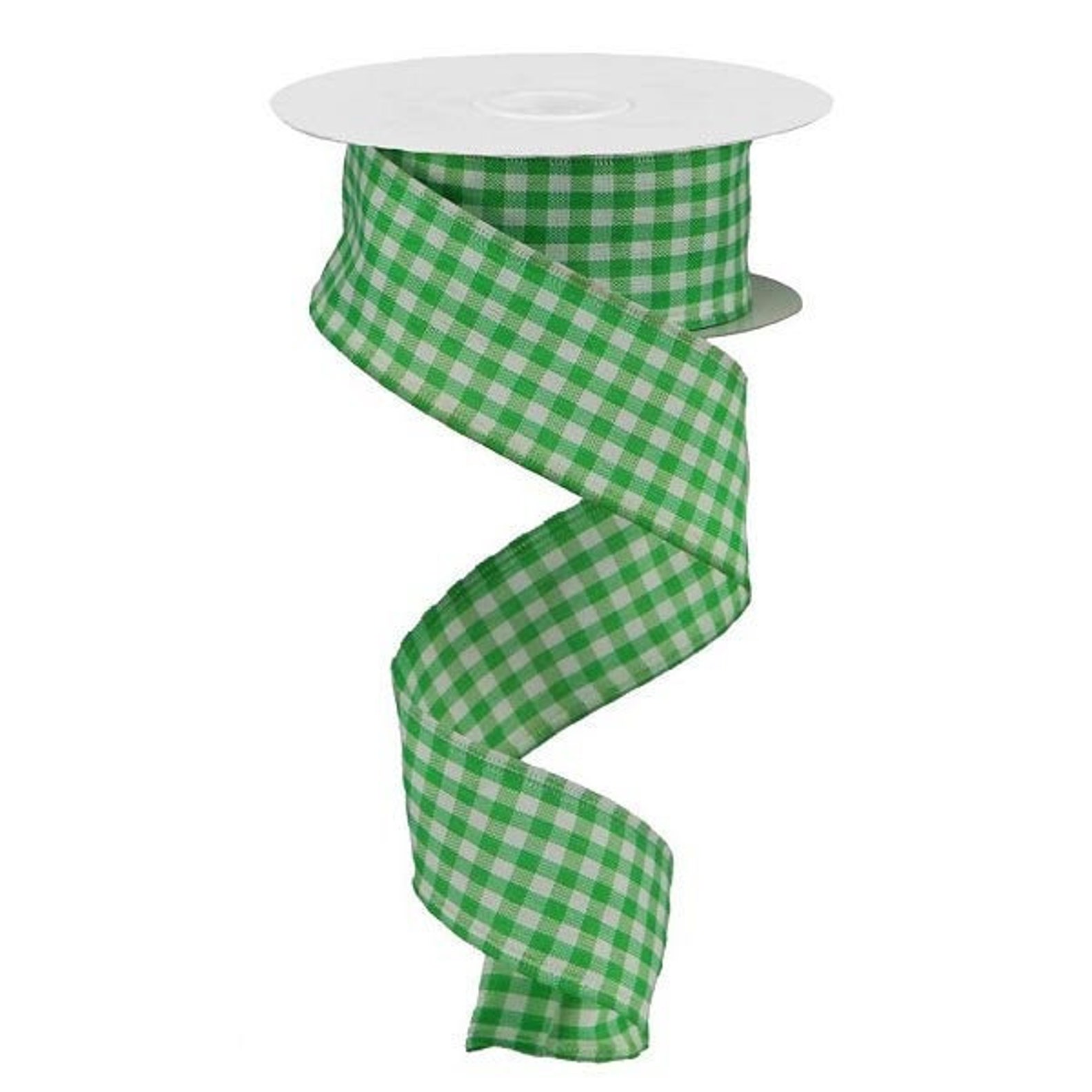 1.5 Green Gingham Ribbon RG0104806 Wired 10yds Etsy