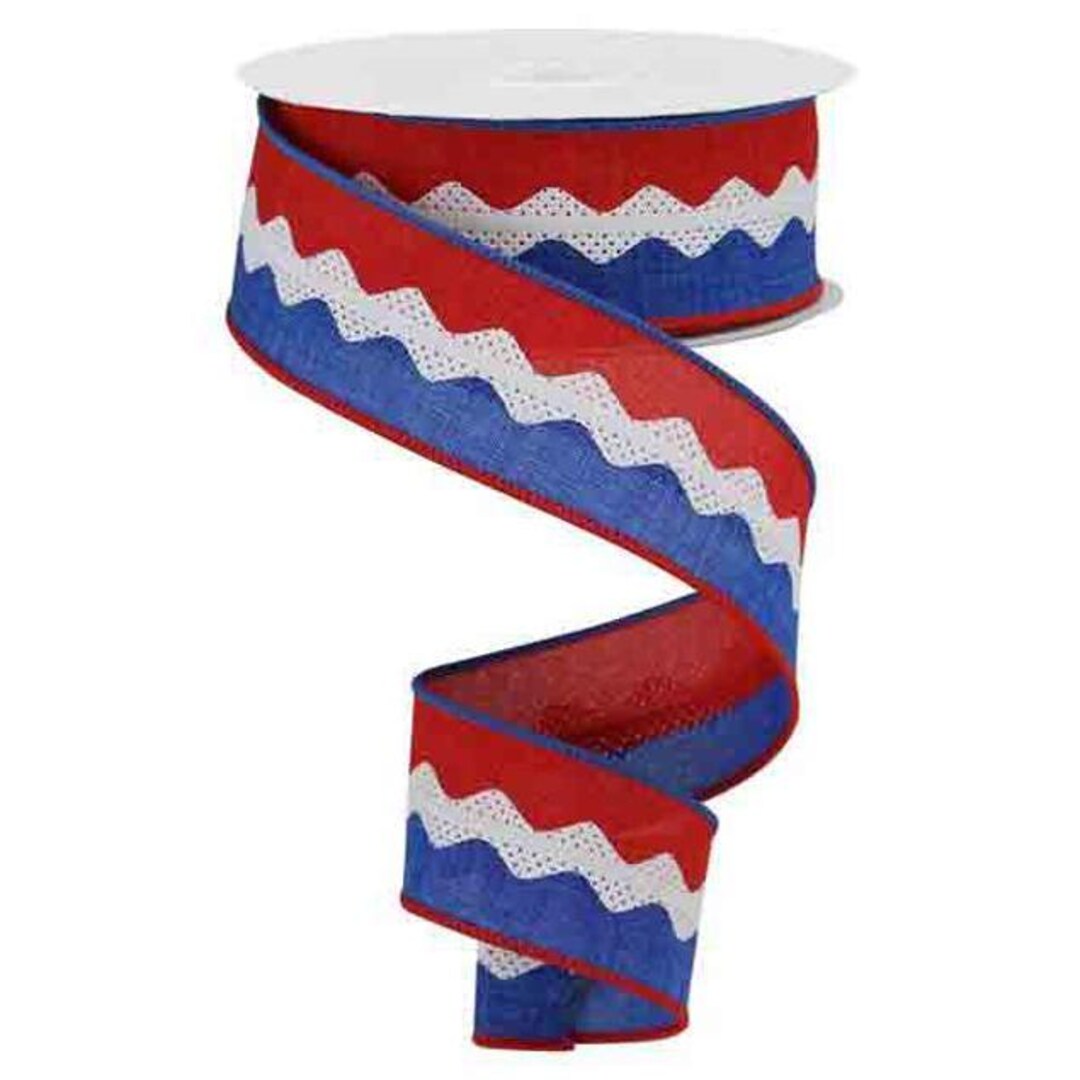 1.5 Blue Red White Ric Rac Ribbon RG2028A1 Wired, 10 Yards - Etsy