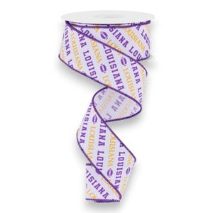 1.5" Louisiana Ribbon - Diagonal Text - 10 yards RGF1118 - Wired