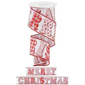 2.5&quot; Red Merry Christmas Ribbon - 10 yards RX4382 - Wired
