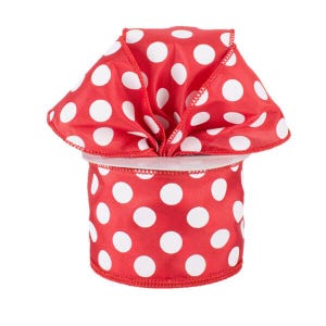 2.5&quot; Red and White Polka Dot Ribbon - 10 yards RG158924 - Wired
