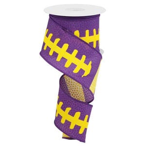 2.5" Purple Yellow Football Ribbon - Laces - 10 yards RGC1262CN - Wired
