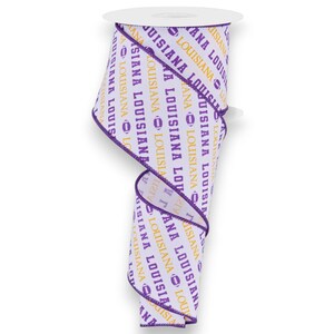 2.5" Louisiana Ribbon - Diagonal Text - 10 yards RGF1119 - Wired