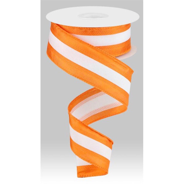 1.5" Orange White Stripe Ribbon RN5271M2