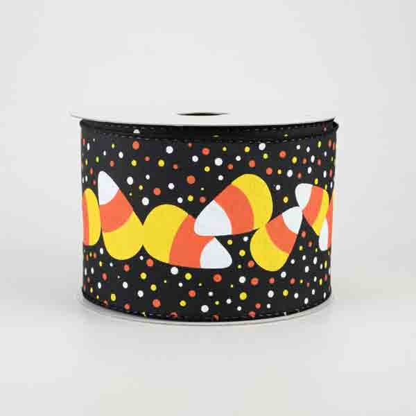 2.5”x10yds Black Candy Corn Ribbon 51006-40-02