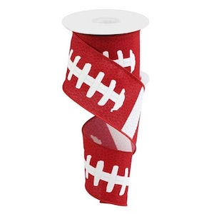 2.5&quot; Red Football Ribbon - Laces - 10 yards RGC1262W7 - Wired