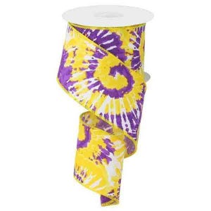 2.5" Purple Yellow Tie Dye Ribbon - 10 yards RGE1235CN - Wired