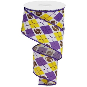 2.5" Purple Yellow Argyle Football Ribbon - 10 yards RGA137623 - Wired