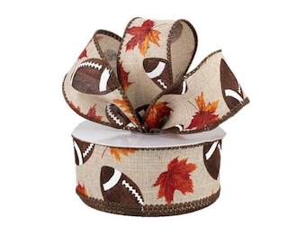 1.5&quot; Fall Football Ribbon - 10 yards 61031-09-38 - Wired