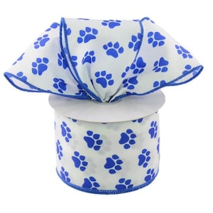 2.5&quot; Blue Paw Print Ribbon - 10 yards RG1777WR - Wired