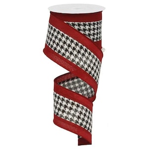 2.5&quot; Crimson Houndstooth Ribbon - 10 yards RG8617 - Wired