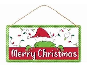 Merry Christmas Green Monster Sign  MD1226