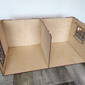 Stackable Dollhouse Room Box - 12-Inch Doll Room, DIY Miniature Dollhouse, Room Box for Miniatures