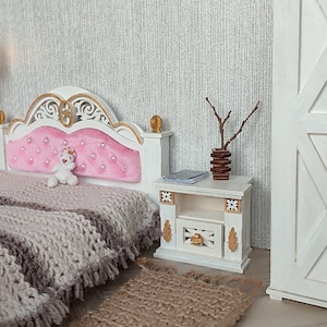 Miniature Bedside Table for Dolls 1/6 Scale, DIY Plywood Dollhouse Furniture