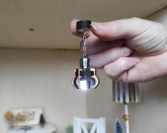 Miniature Dollhouse LED Chandelier: 1/6 Scale Pendant Lamp