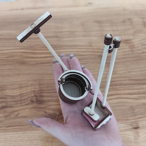 Miniature Cleaning Tools - Mop, Bucket, Broom for Dollhouse Accessories