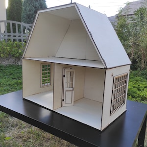 2-Story Miniature Dollhouse with Big Windows | DIY Dollhouse Set 1/6 Scale