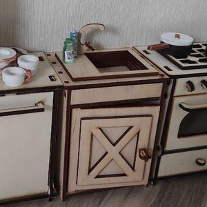 DIY Miniature Dollhouse Kitchen Sink – 1/6 Scale Furniture for 12-Inch Dolls