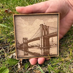 Miniatur Wandkunst - New York Bridge Dekor für Puppenhaus - Laser gravierte New York City Szene