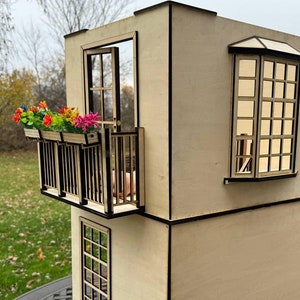 DIY-balkong för dockhus och stapelbara rumslådor | Dioramatillbehör i skala 1:6, 1/12