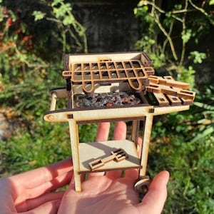 Dollhouse Miniature BBQ Grill: 1/6 Scale Birch Plywood, DIY Kit
