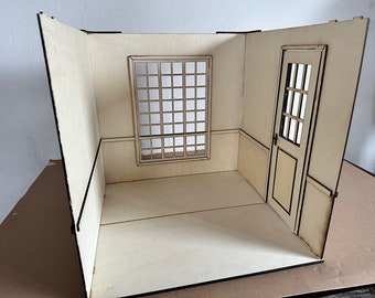 1:4 Scale Dollhouse Roombox for Large BJD Dolls - Handmade Wooden Miniature Diorama for Interior Design