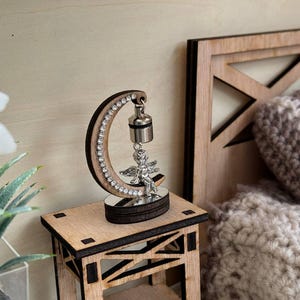 Miniature Angel Moon Lamp, LED Dollhouse Table Light, 1:6 Scale Decor