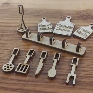 Miniature Kitchen Tools Set, 1/6 Scale, for Dollhouse and 12-inch Dolls
