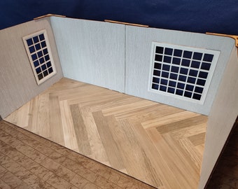 Modern Dollhouse Roombox: 1/6 & 1/12 Scale Wooden Diorama Room box