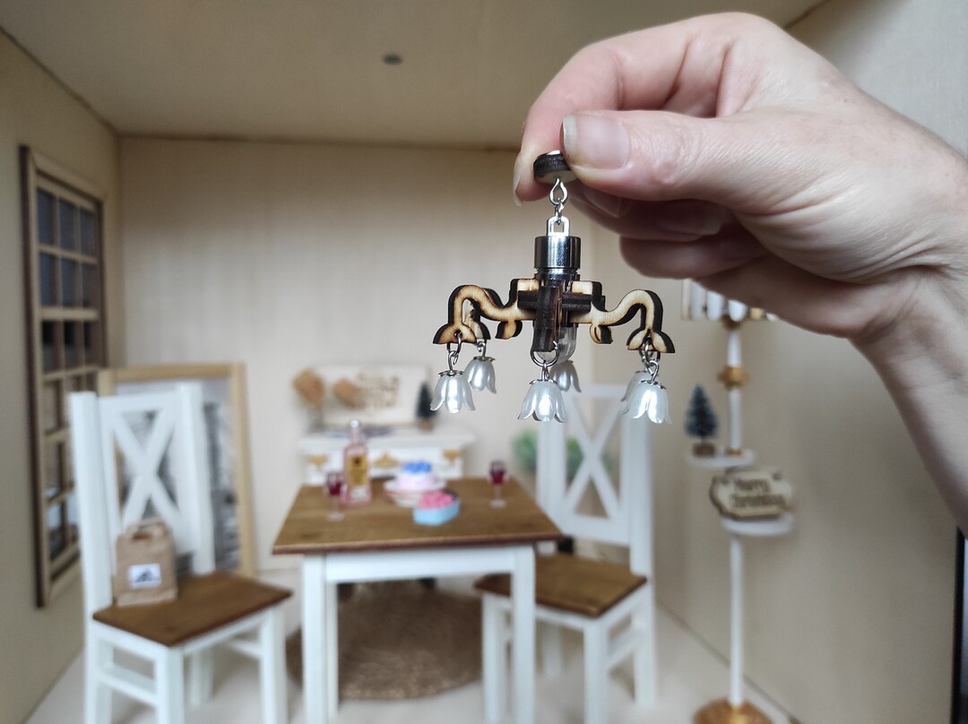 Miniature Hanging Chandelier for Dollhouses. Miniature Hanging Lamp