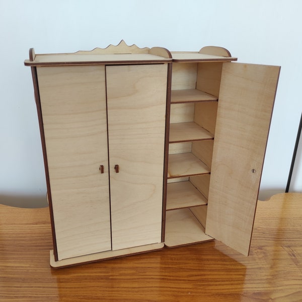 Armoire de poupée 1/6 – Idéale pour les poupées Blythe, YoSD et BJD. Placard de maison de poupée bricolage, meubles de poupée miniatures et rangement de vêtements de poupée bricolage