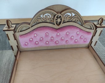 Set Letto In Miniatura Per Casa Delle Bambole - Scala 1:12, Stile Vintage, Legno, Accessori Per Camera Da Letto