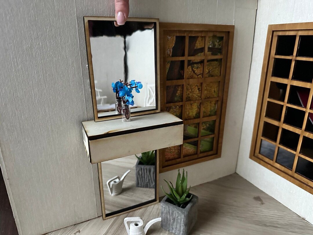 Large Dollhouse Mirror With Table and Drawer Miniature Mirrors for ...