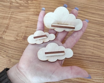 Miniature Cloud Wall Shelves – Dollhouse Accessories 1:6 Scale – Plywood Wall Decor for 12" Dolls – Miniature Room Box Shelf Set