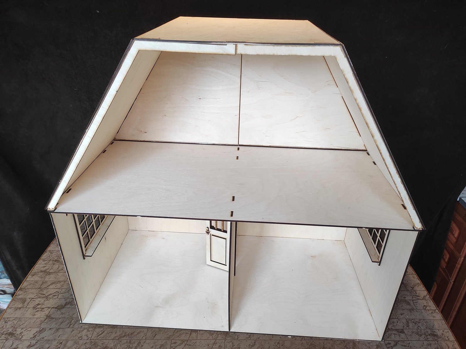 Stackable Two-story Dollhouse With Roof: 1/6, 1\12 Scale DIY Miniature ...