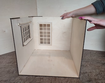 Modular Dollhouse Room Box 1:4 1\6 1\12 | Stackable Roombox| Wooden Diorama