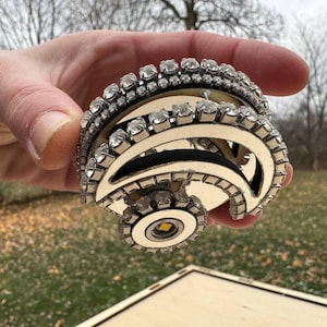 Mirror Ceiling Light with Crystal Strass, Magnetic Attachment, 1/6 Scale for Dollhouses